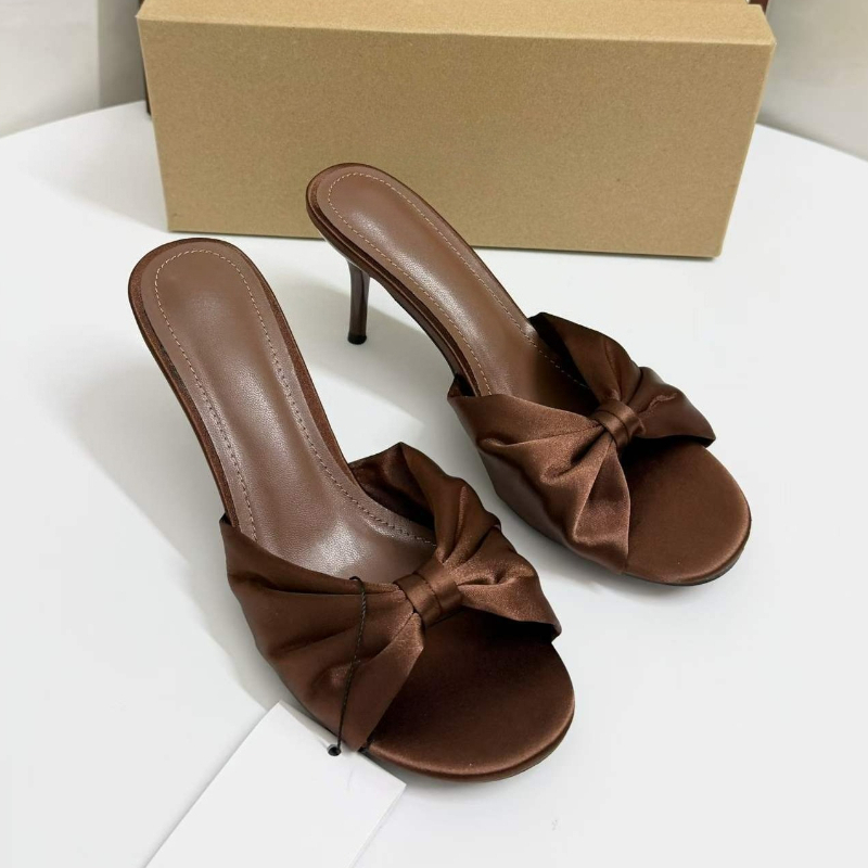 Satin Bow Mules High Heels For - Slip Dress Satin 评论和价格