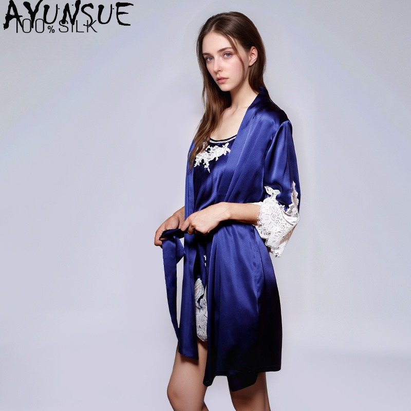 AYUNSUE 100% Genuine Silk Nigh - Robe Silk Women 评论和价格