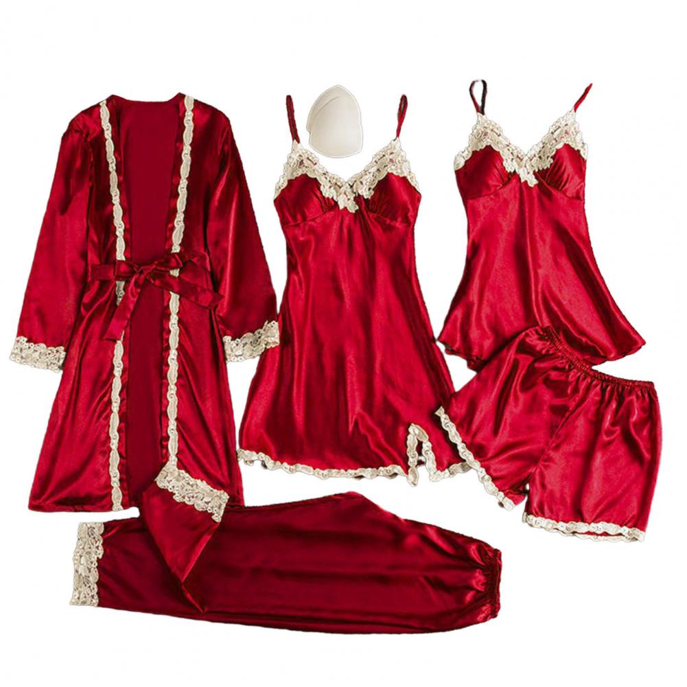 Silk-like Pajama Set Elegant S - Robe Silk Women 评论和价格