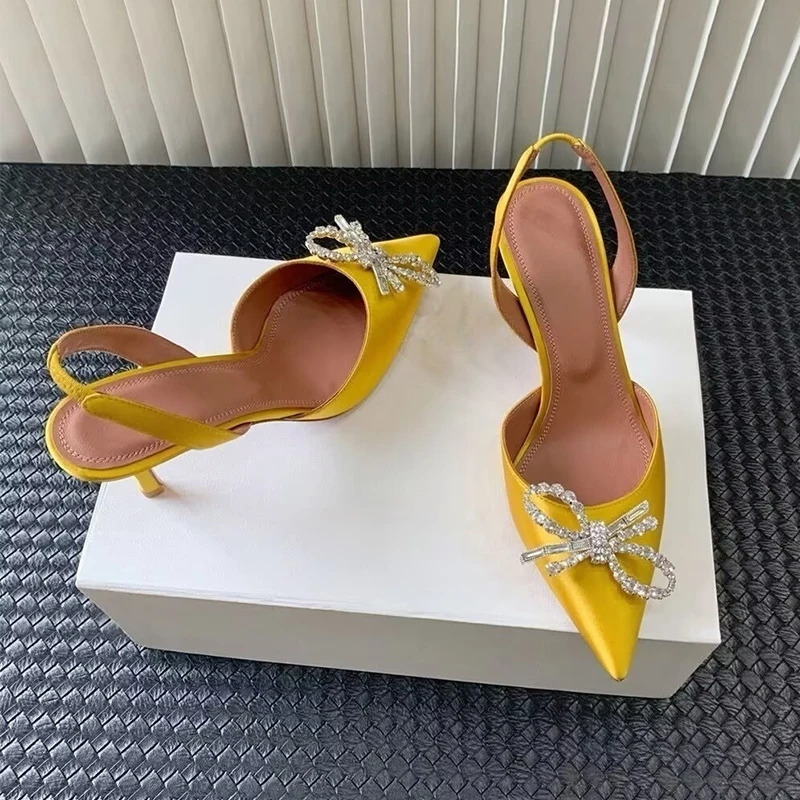 Crystal Bow-knot Thin Heels Sa - Slip Dress Satin 评论和价格